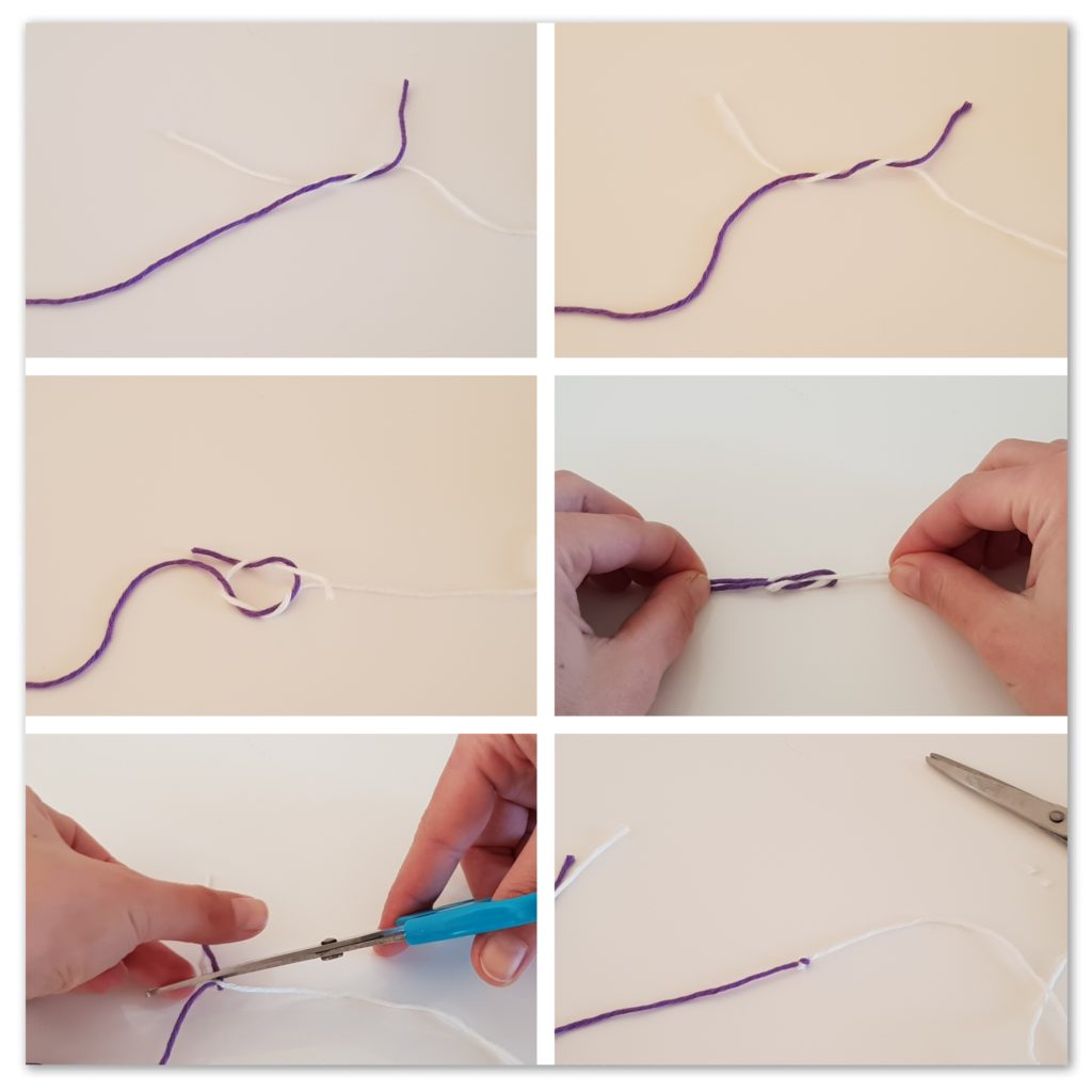 how to join yarn square knot
