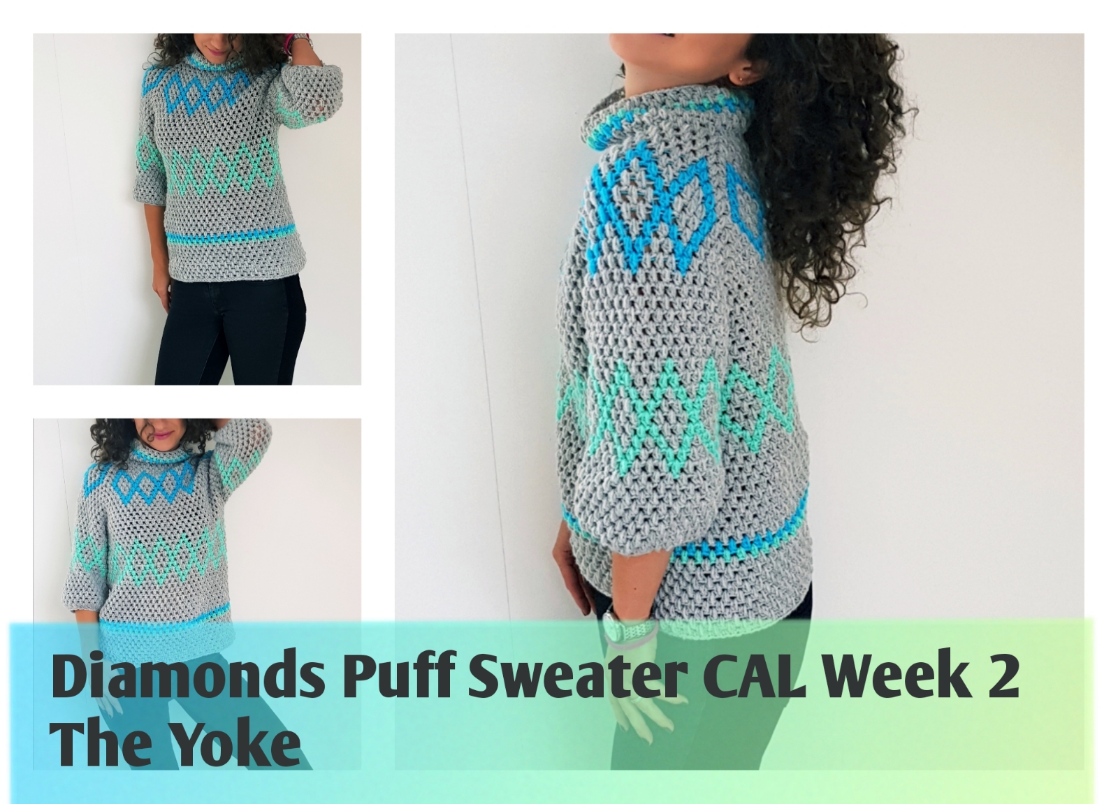 Diamonds Puff Sweater CAL Week 2. The Yoke