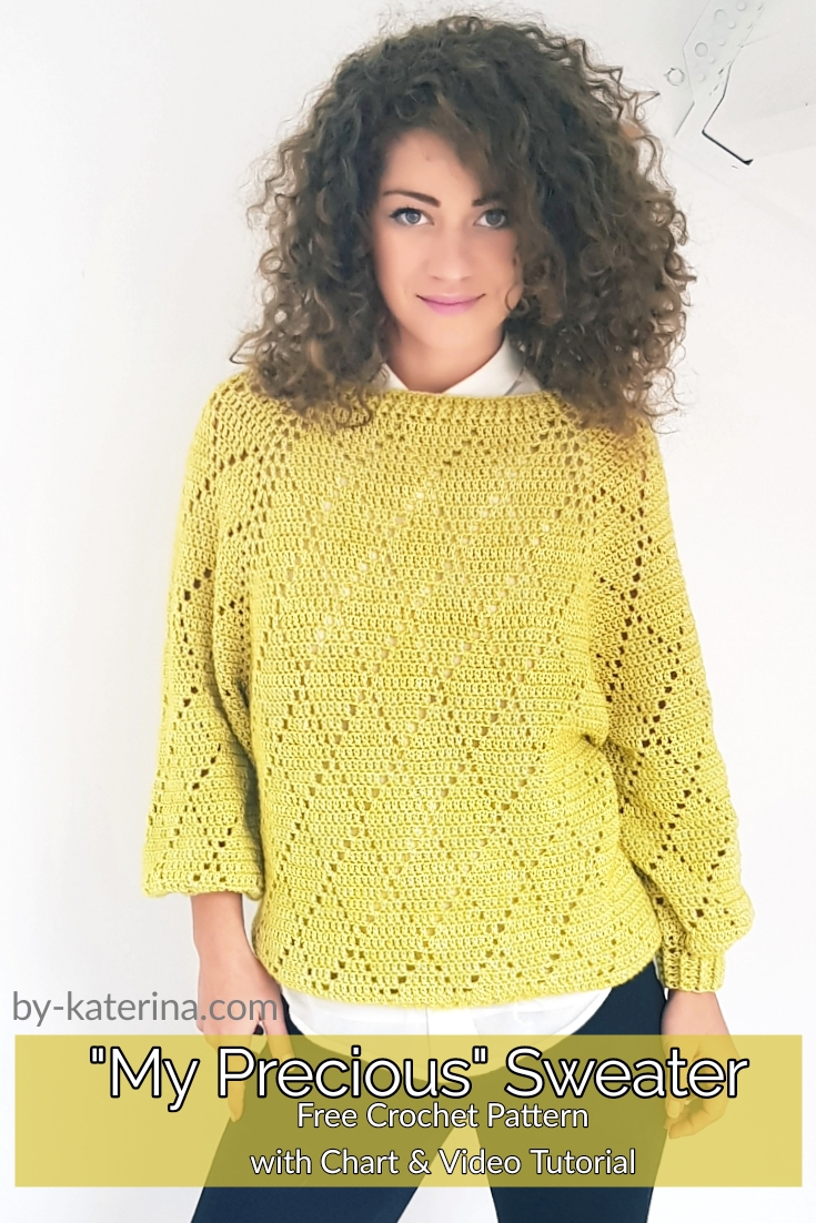 My Precious Sweater. Free Crochet Pattern with chart and video tutorial