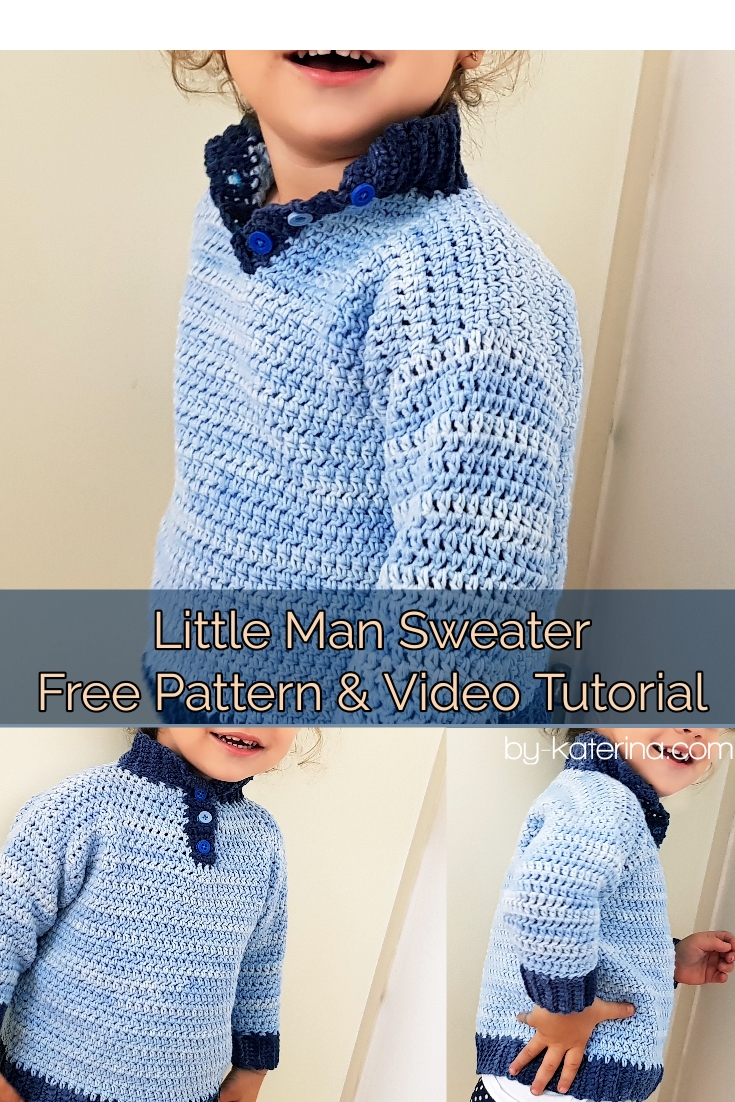 Little Man Sweater . Free Pattern with diagram and video tutorial