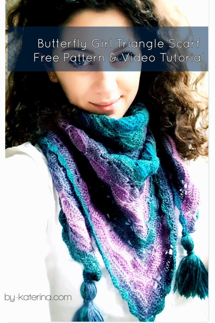 Butterfly Triangle Scarf. Free Pattern & Video Tutorial