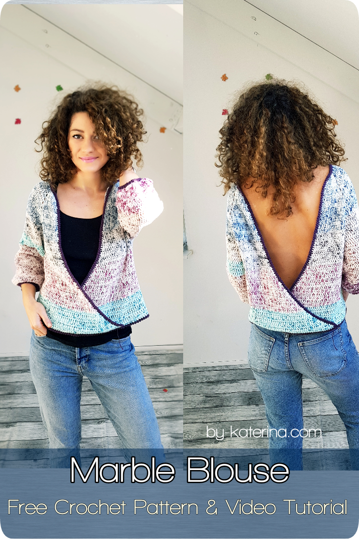 Marble Blouse. Free Crochet Pattern, with stitch chart, diagram and video tutorial
