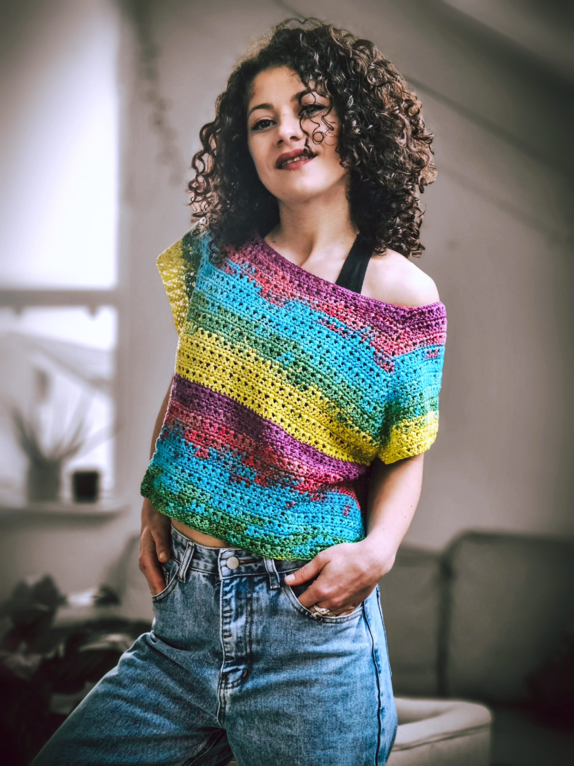 multiple use t-shirt colorful yarn crochet